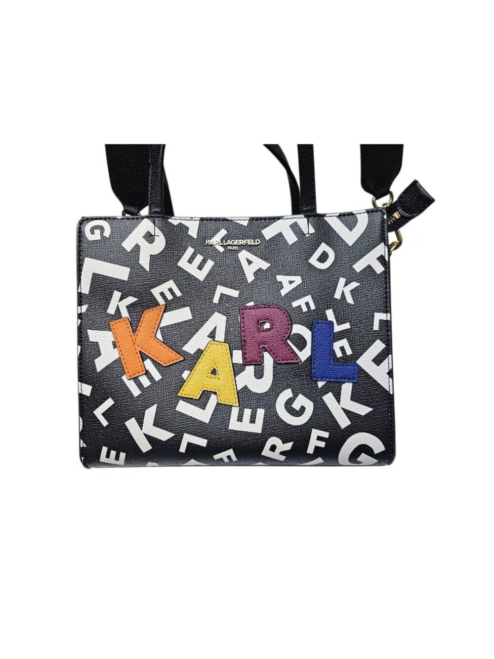 KARL LAGERFELD Maybelle crossbody top handle satchel Bag Multicolored Font Used
